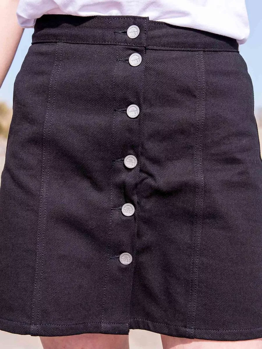 Tall Jupe Longue En Étamine De Coton Noire À Taille Élastique | Tall